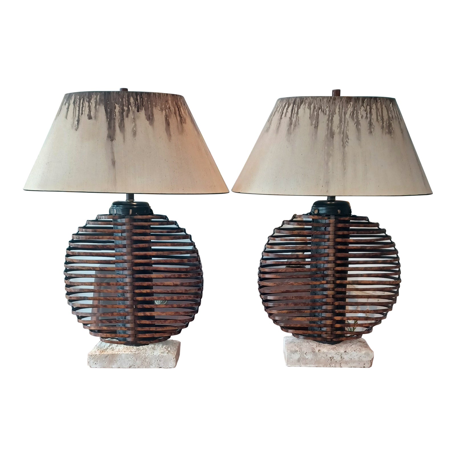 Vintage Pair of Contemporary Palecek Table Lamps | Chairish