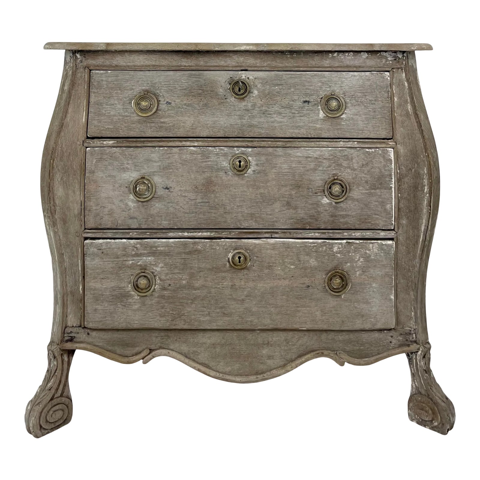19th Century Dutch Gray Oak Commode | Chairish