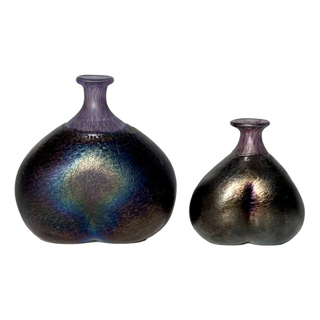 Small Glass Art Vases by Bertil Vallien, Sweden, 1980s, Set of 2 For Sale