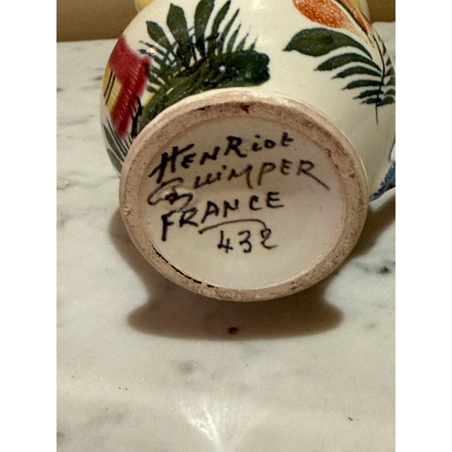 Antique White Vintage Henri Quimper Small Pitcher For Sale - Image 8 of 9