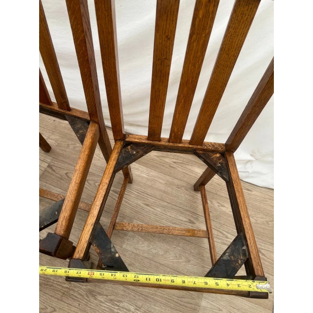Antique Chairs Set of Four, Barley Twist Legs, Solid Oak, Brown Vinyl Seats For Sale - Image 10 of 13
