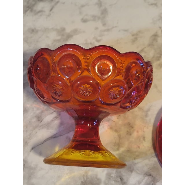 20th Century Le Smith Moon & Stars Amberina Compote Lidded Compote For Sale In San Francisco - Image 6 of 17