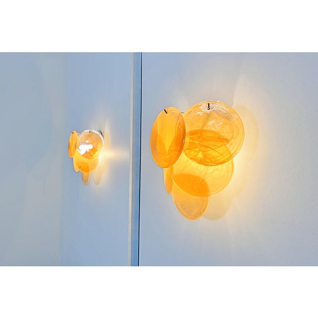 Glass Wall Sconces with Six Alabaster Gold Disks, 1990s, Set of 2 For Sale - Image 13 of 16