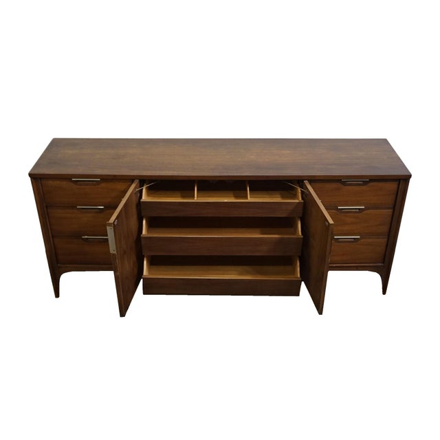 Kent Coffey Solid Walnut MCM Mid Century Modern 76" Triple Dresser 7702 For Sale In Kansas City - Image 6 of 16