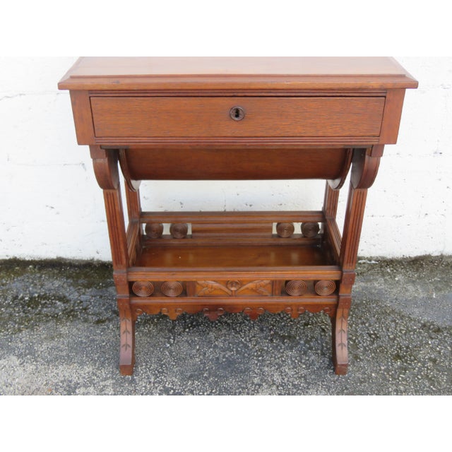 Eastlake Victorian 1800s Nightstand Side End Bedside Sewing Table 6110 For Sale - Image 16 of 18