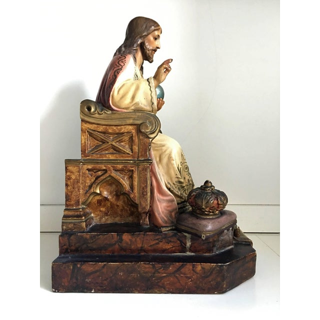 20th Century French Painted and Gilt Statue of Jesus Christ, Sacred Heart For Sale - Image 4 of 6