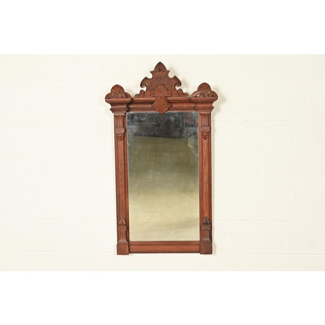 Brown Herter Brothers Style Antique Victorian Eastlake Carved Walnut Wall Mirror, Circa 1880s For Sale - Image 8 of 8