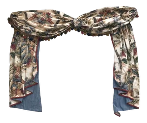 1990s Custom Made Designer Jabot and Valance Swag Window Treatments