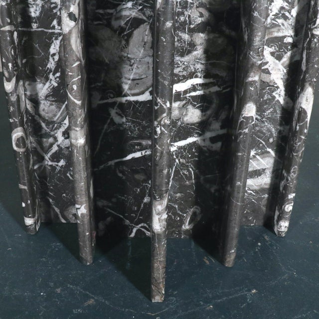 1980s Sculptural Black Graffiti Marble & Octagonal Glass Dining Table For Sale In Tampa - Image 6 of 7