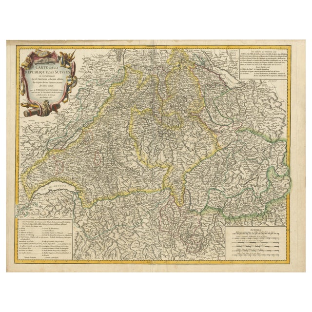 Map of the Swiss Confederation by Robert De Vaugondy, 1756 For Sale - Image 6 of 7