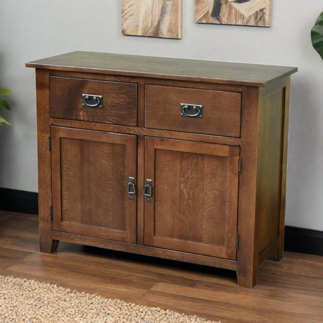 Mission 2-Door 2-Drawer Sideboard, Console – Walnut For Sale In Chicago - Image 6 of 9