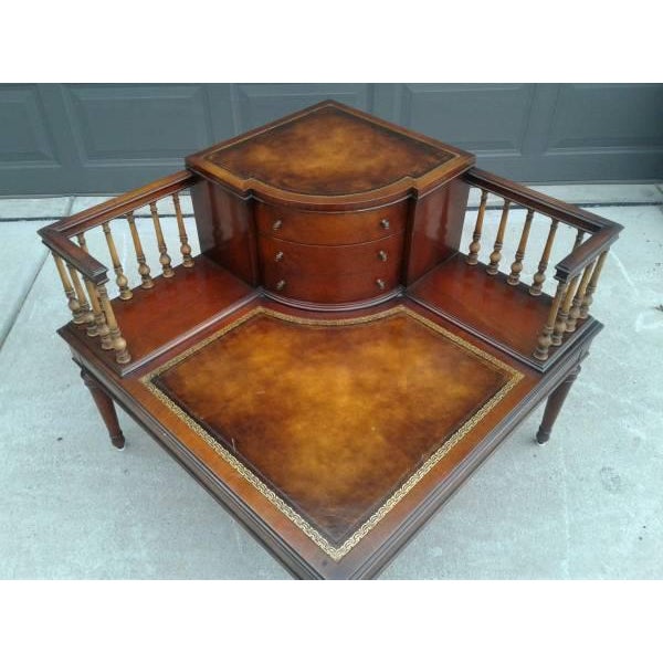 Vintage Weiman Mahogany Leather-Top Coffee Table | Chairish