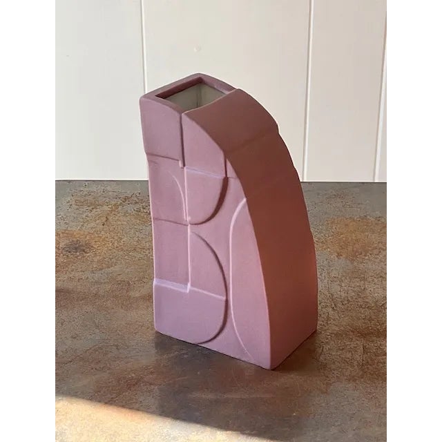 Vintage Signed Geometric Slab Built Studio Pottery Vase For Sale - Image 9 of 13