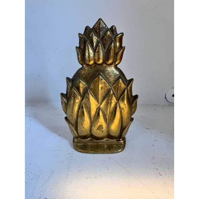 Vintage Brass Pineapple Doorstopper Bookend For Sale - Image 10 of 12