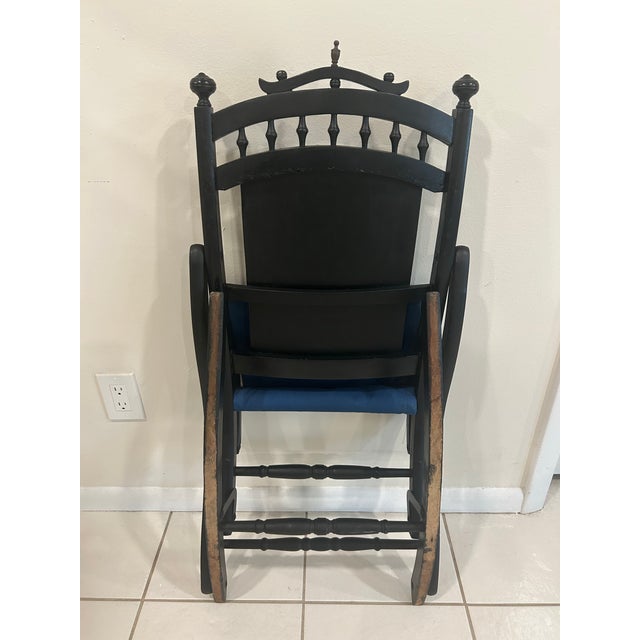 Vintage 1976 Bicentennial Folding Rocking Chair-Americana Folding Rocker - Colonial Revival Style - Black & Gold-Eagle Stencil For Sale - Image 11 of 12