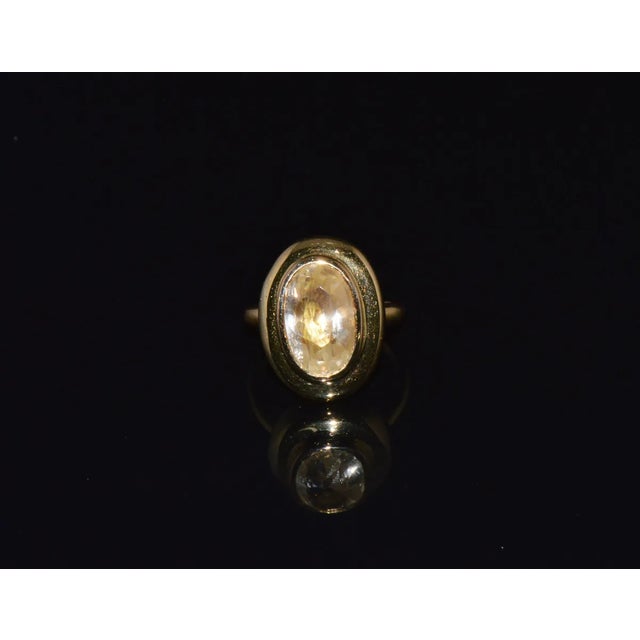 GIA Certified Natural 6.80cts Ceylon Yellow Sapphire 18K Solid Gold Bezel Dome Puff Ring, size 5.5 For Sale In Dallas - Image 6 of 9