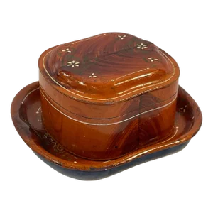 Mid 19th Century French Faux Flame Mahogany Tole Box and Undertray