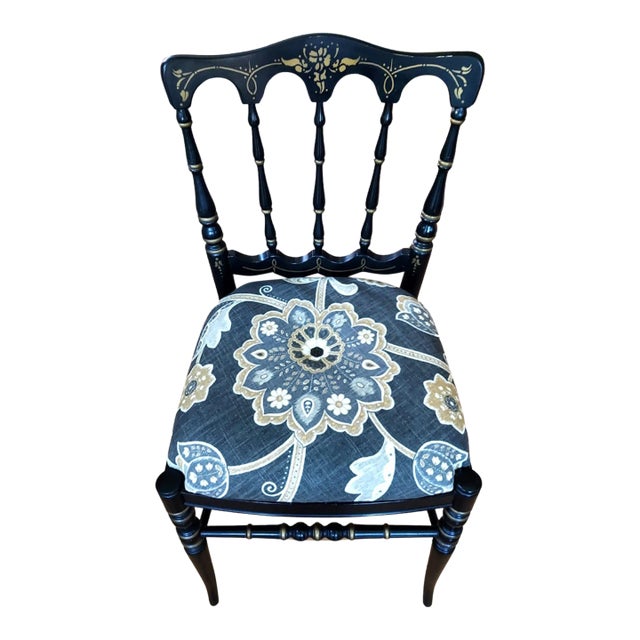 1960s Reupholstered Mid-Century Ebonized Tell City Co. Side Chair For Sale