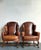 Rustic Vintage Italian Leather Wingback Chairs - A Pair For Sale - Image 3 of 12