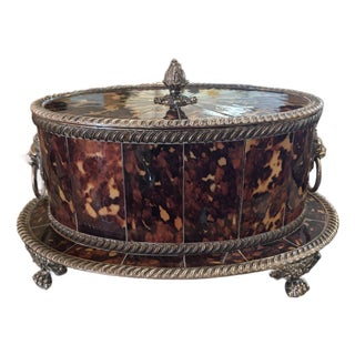 Late 19th Century Faux Tortoiseshell & Silver-Plated Vanity Box - Regency Style For Sale