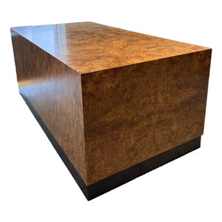 1970s Milo Baughman Style Mid Century Custom Studio Burlwood Executive Desk For Sale