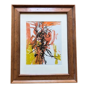 1960’s Original Abstract Mid Century Figure Wood Block Print