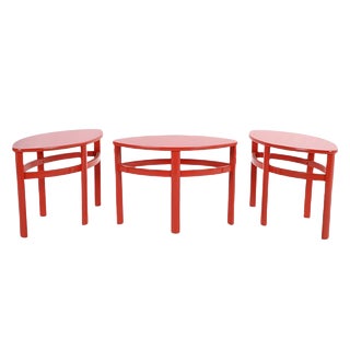 Red Lacquered Wood Low Tables For Sale