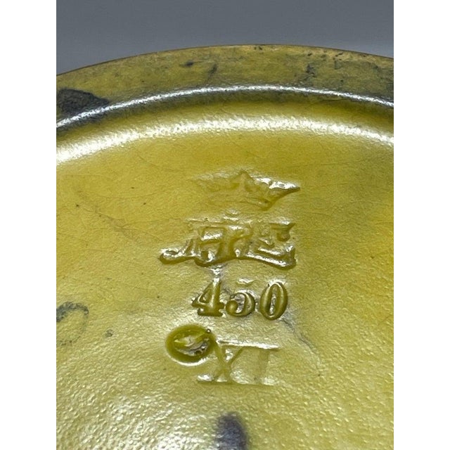 Gold Danish Art Nouveau Stoneware Vase with Bird and Oak Branch Relief from Ipsen, 1920s For Sale - Image 8 of 9