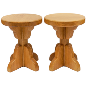 Mid-Century Modern French Oak Stools, 1960s, Set of 2