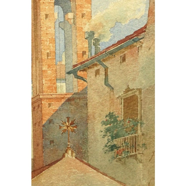 Carl Mell, View of the Church of the Holy Apostles in Florence, 20th Century, Watercolor For Sale - Image 15 of 18