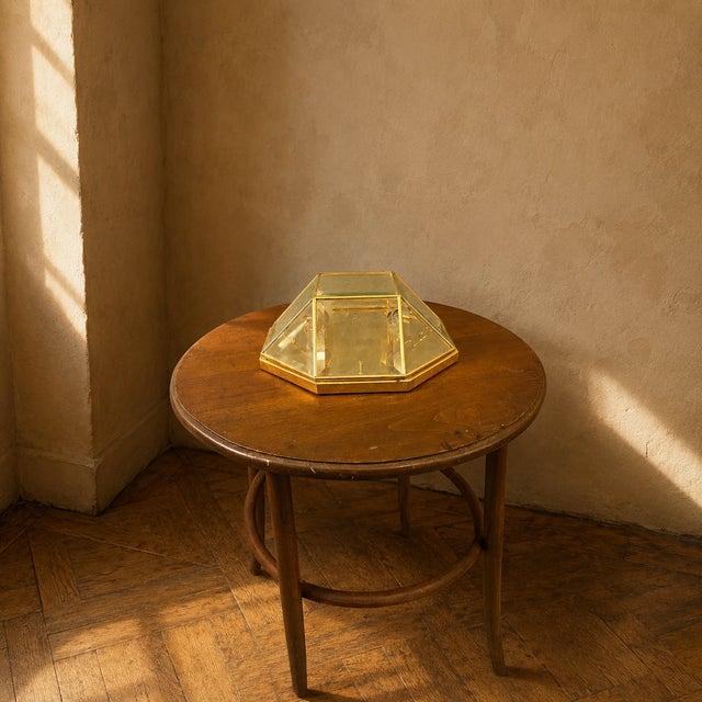 Geometric Brass and Glass Wall Light, 1980s For Sale - Image 3 of 7