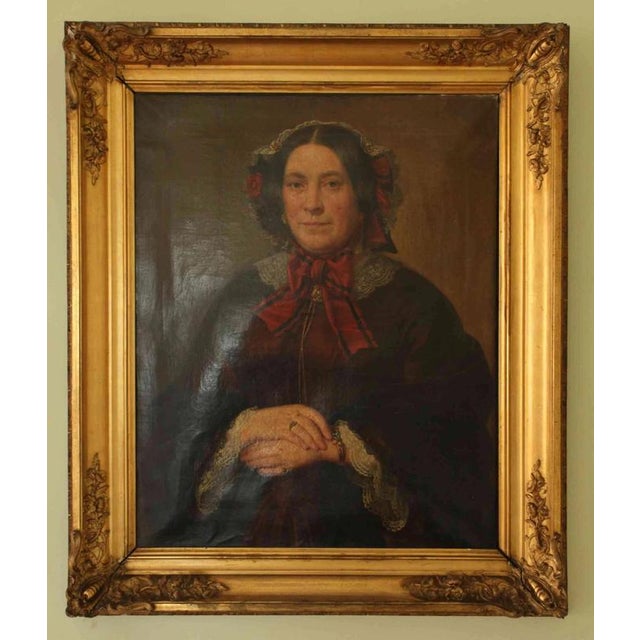 2000 - 2009 Unknown Artist, Portraits, 1856, Oil on Canvas, Framed, Set of 2 For Sale - Image 5 of 6