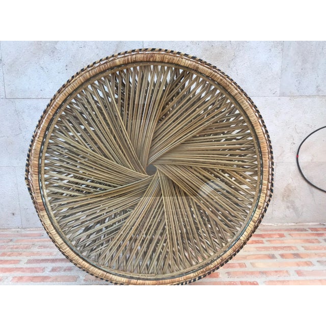 Spanish Bamboo & Glass Coffee Table, 1950s For Sale - Image 6 of 12