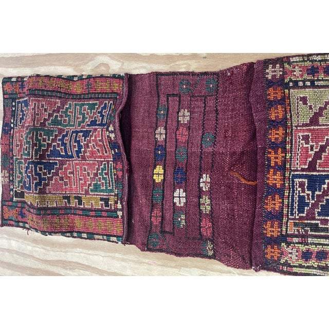 Purple Antique Tribal Storage Bag (Khorjin Face), 16" X 40" For Sale - Image 8 of 10