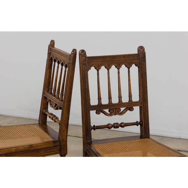19th Century French Louis XIII Style Walnut and Cane Dining Chairs - Set of 8 For Sale - Image 16 of 18