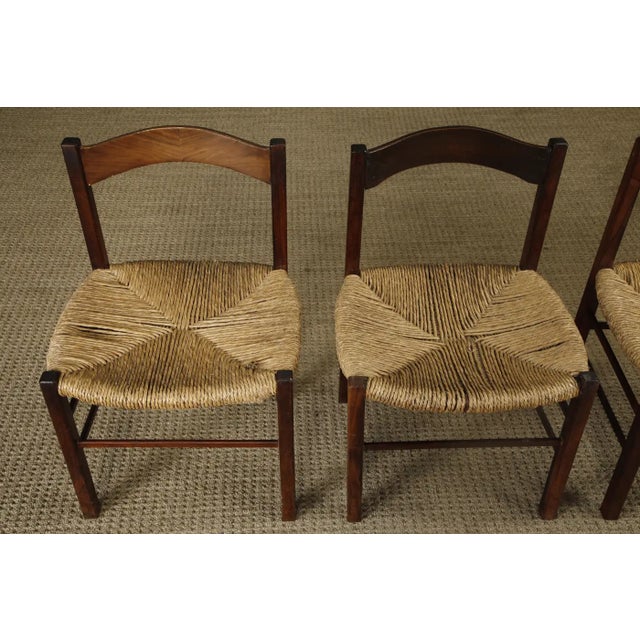 Mid-Century Modern Rustic French Mid-Century Modern Dining Chairs, Style of Charlotte Perriand For Sale - Image 3 of 18
