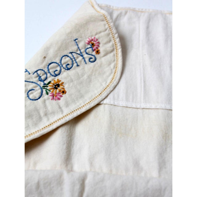 Vintage Embroidered Silverware Holder Set of 4 For Sale - Image 15 of 16