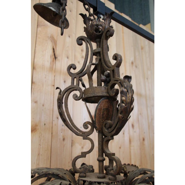 19th Century Wrought Iron Chandelier with Coat of Arms For Sale - Image 5 of 14