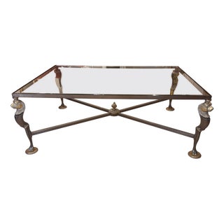 Vintage French Neoclassical Patinated Bronze Coffee Table, 1960s For Sale