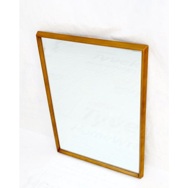 Wood Danish Mid Century Modern Sleek Frame Rectangle Wall Mirror For Sale - Image 7 of 9
