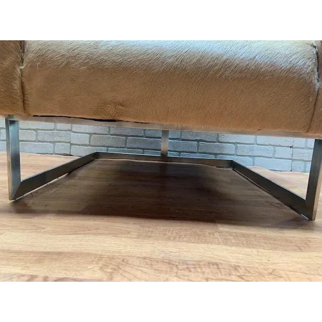 Milo Baughman for Thayer Coggin T-Back Lounge Chair Newly Reupholstered in Cowhide For Sale - Image 12 of 13