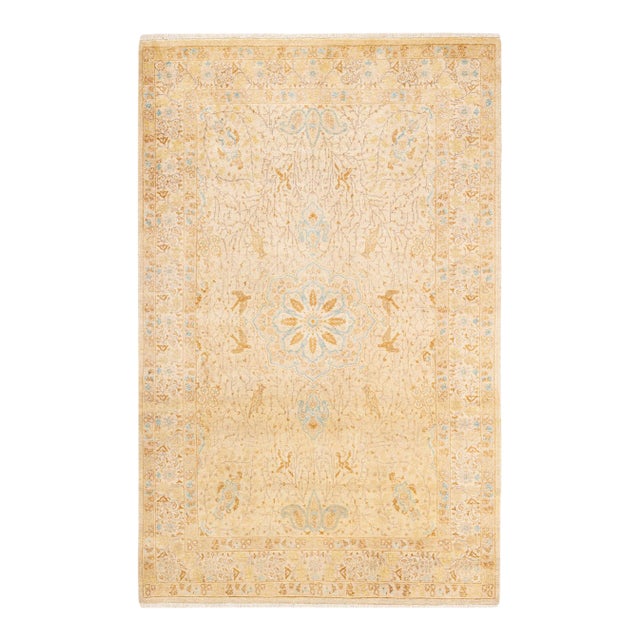 Mogul, One-of-a-Kind Hand-Knotted Area Rug - Ivory, 4' 2" x 6' 5" For Sale