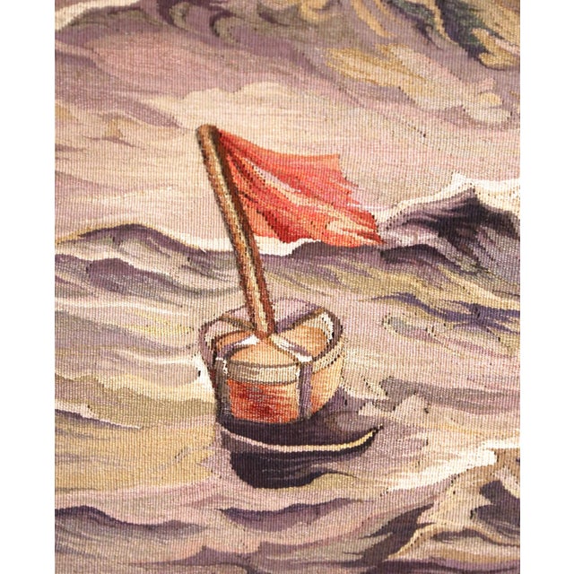 Early 20th Century French Aubusson Nautical Hand Woven Tapestry in Oak Frame For Sale - Image 10 of 12