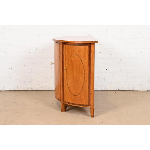 Brown Baker Furniture Colonial Williamsburg Federal Inlaid Fruitwood Demilune Cabinet For Sale - Image 8 of 12
