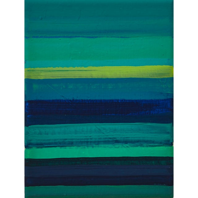 "Horizontal Lines 9" Small Abstract Acrylic Painting by Simon Findlay For Sale