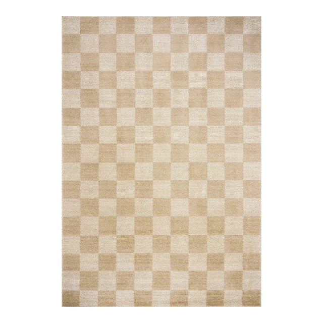 Chris Loves Julia x Loloi Calvin Wheat / Ivory 3'-6" x 5'-6" Accent Rug For Sale