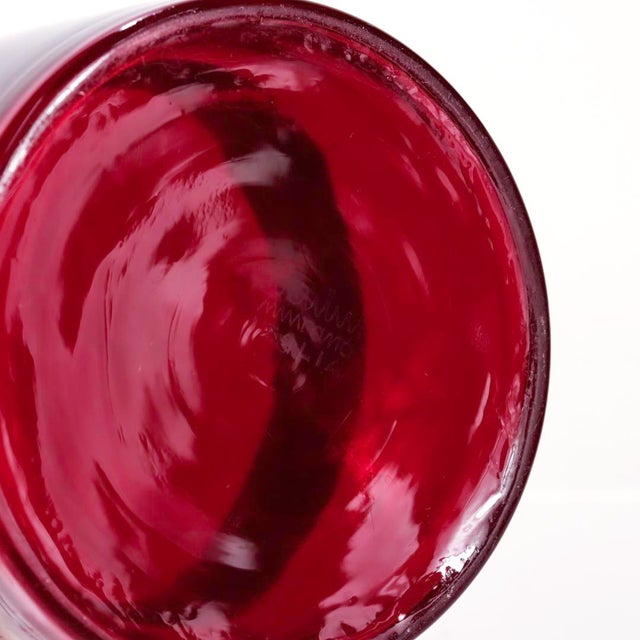 Red Venini Mid-Century Italian Art Glass Bottle a Fasce Orizzontali by Bianconi For Sale - Image 8 of 11