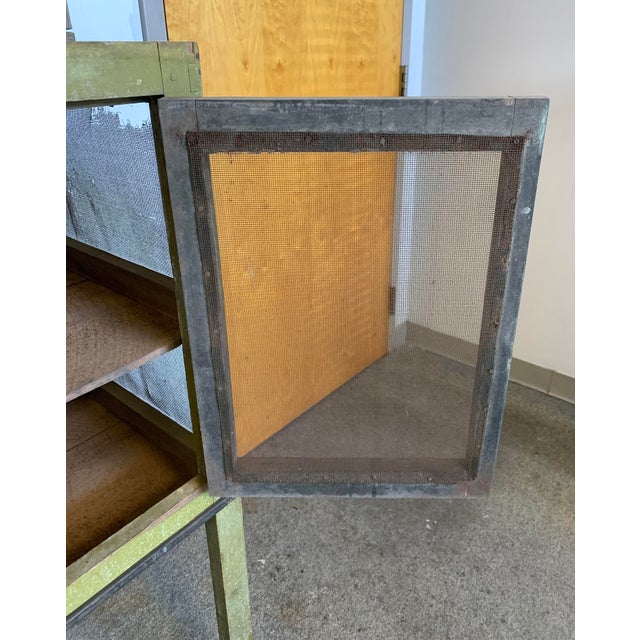 Wood Early Primitive Pie Safe Kitchen Hutch Wire Screen For Sale - Image 7 of 9