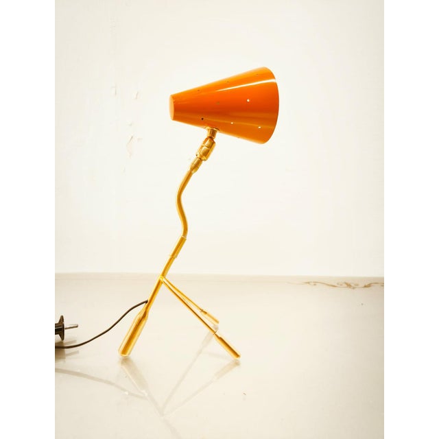 Gold Brass Table Lamp with Adjustable Dome For Sale - Image 8 of 18