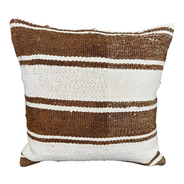 Turkish Hemp Pillow Cushion Natural Beige Brown Cushion Cover 20"x20" For Sale